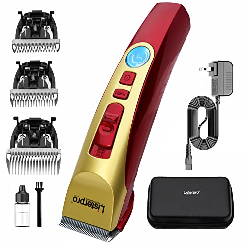 Dog Clippers Professional Heavy Duty Grooming Clipper 2-Speed Low Noise High Power Rechargeable Cordless Pet Tools for Small & Large Dogs Cats Pets with Thick Coats