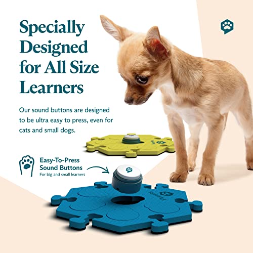 FluentPet Basic Vocab Kit - Set of 12 Recordable Buttons for Dogs & Cats and 6 HexTiles + Bundle Edge Pieces (Set of 39) - Protect Buttons and HexTiles from Dirt and Damage - Gift Set